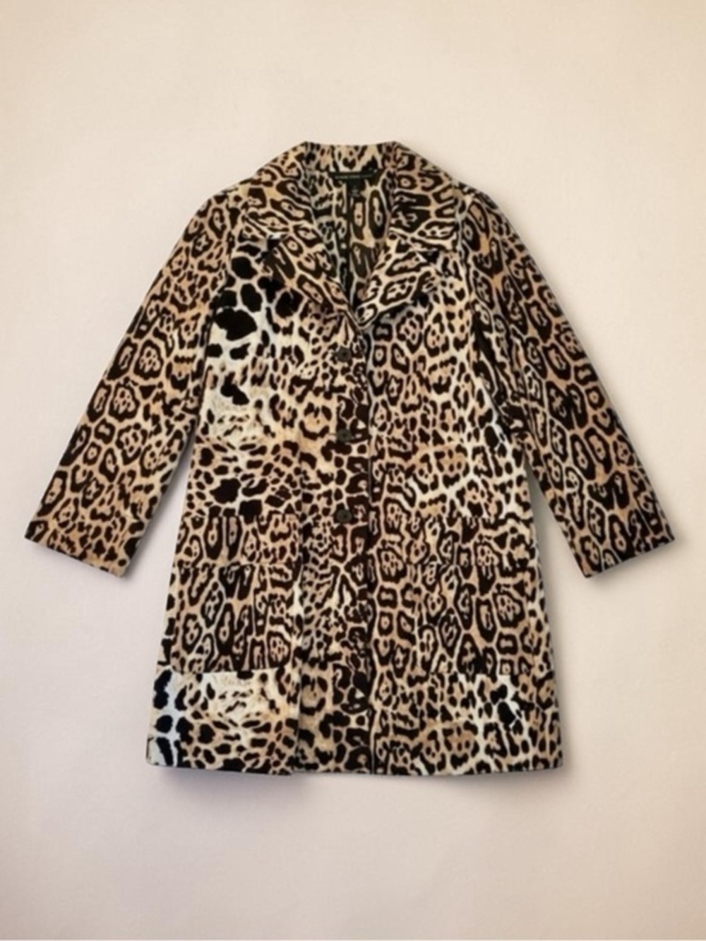 Chico’s Black Label Leopard Animal Print Short Rain Trench Coat Mobwife Size 8